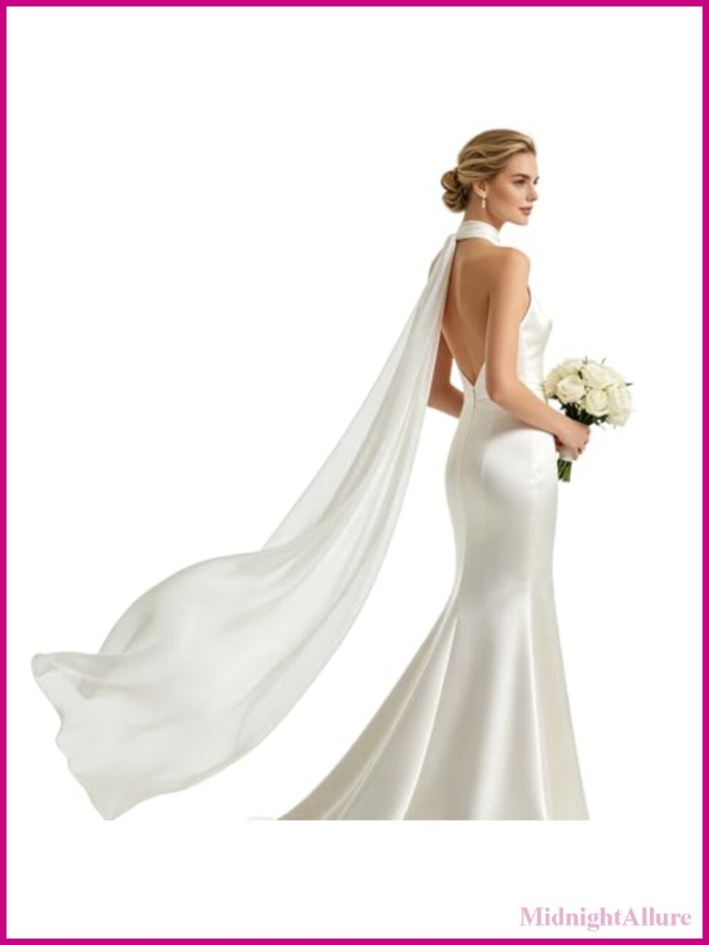 Chiffon Bridal Neck Scarf Long Sheer Wedding Wrap 154 Inch